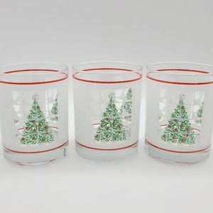 3 Waechtersbach Christmas Tree Frosted Window Double Old Fashioned Glasses